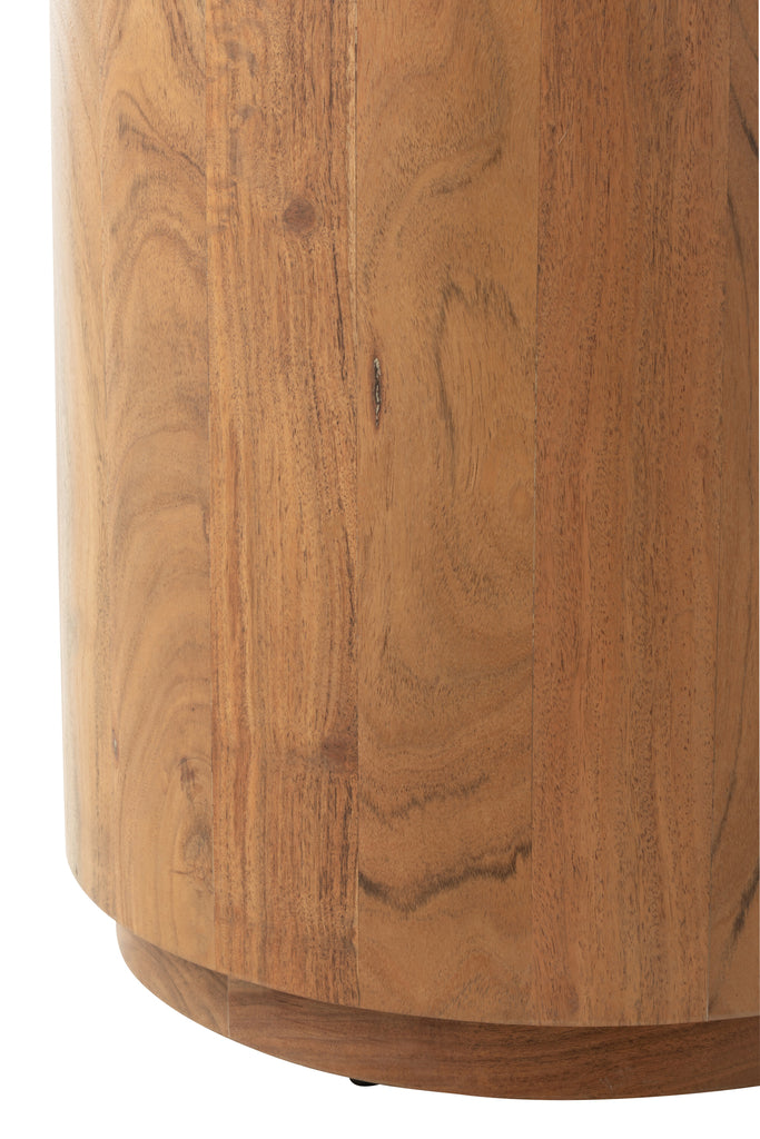 Bijzettafel Rond Acacia Hout/Mdf Naturel - Bijzettafel - J-Line - livinglovely.nl