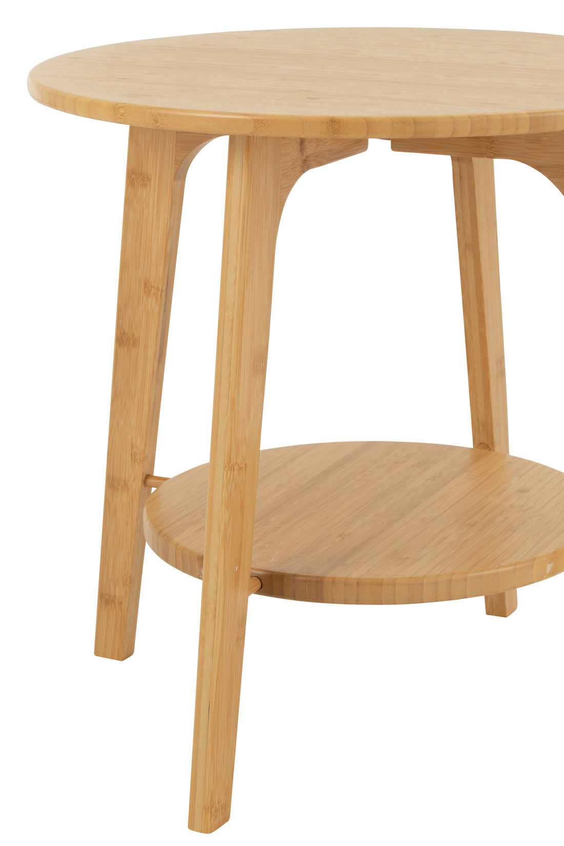 Bijzettafel Rond Bamboe Naturel Small - Bijzettafel - J-Line - livinglovely.nl