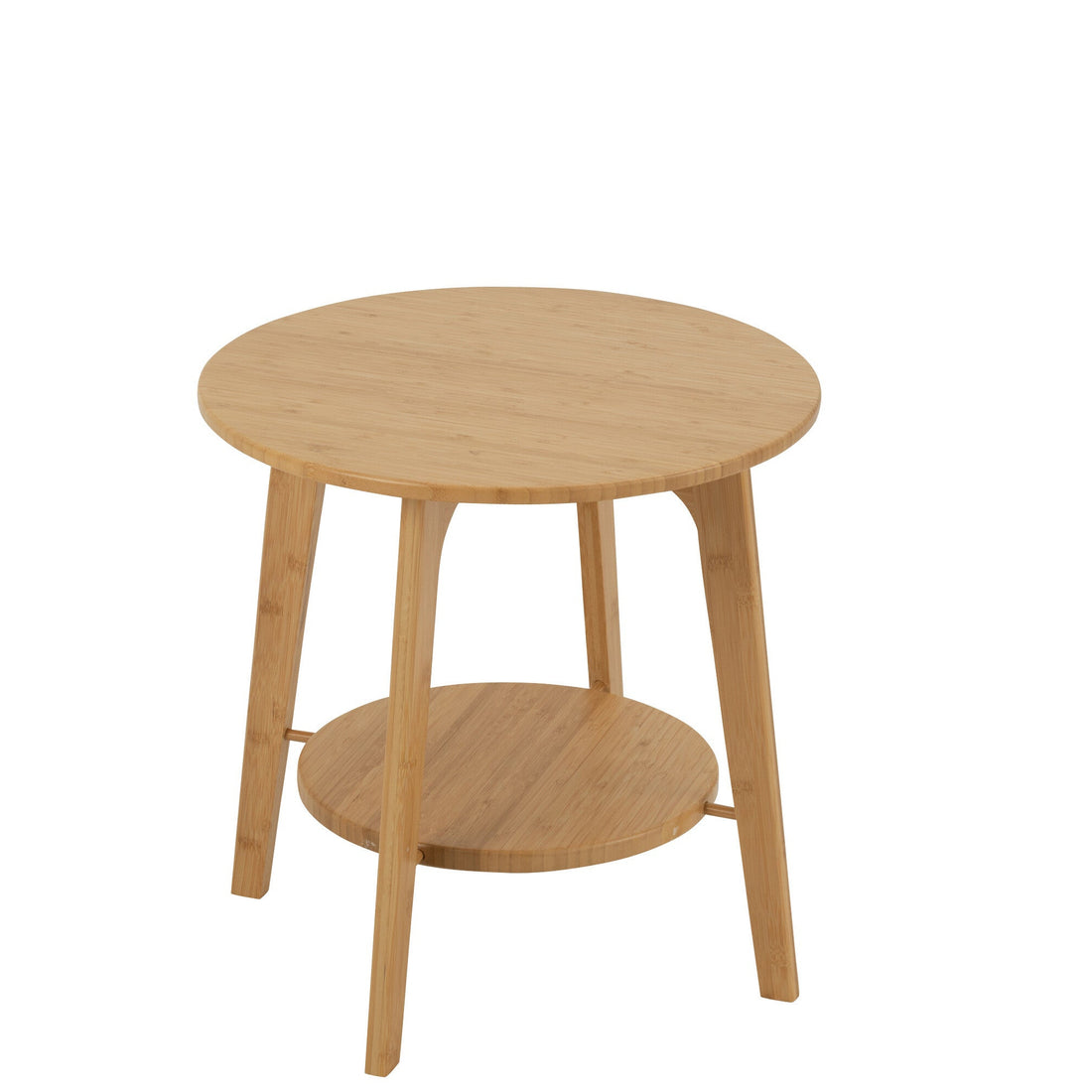 Bijzettafel Rond Bamboe Naturel Small - Bijzettafel - J-Line - livinglovely.nl
