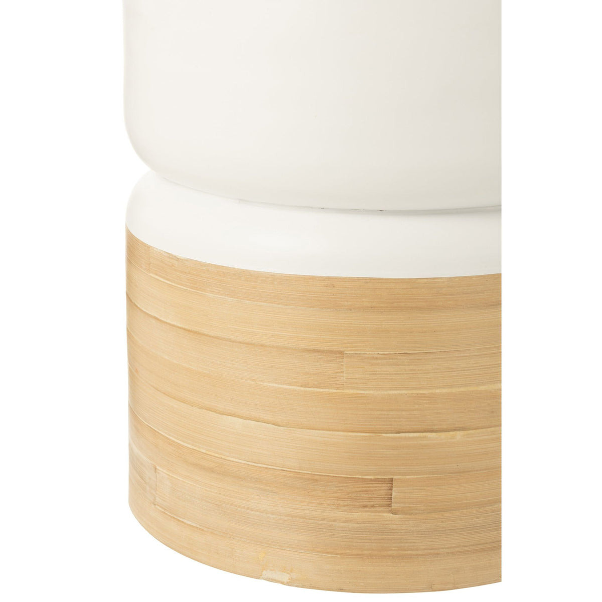Bijzettafel Rond Bamboe Wit/Naturel