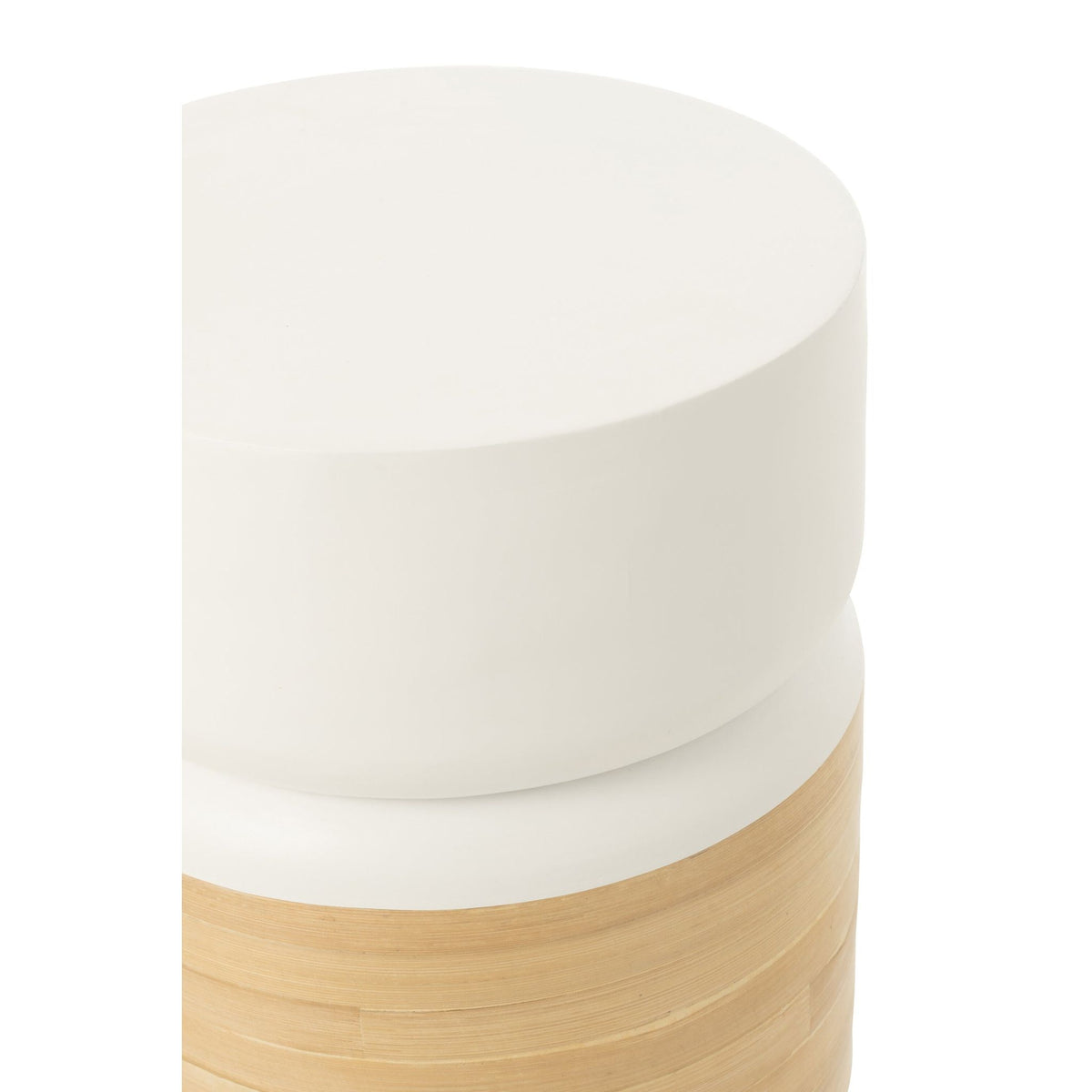 Bijzettafel Rond Bamboe Wit/Naturel