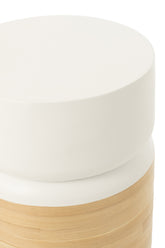 Bijzettafel Rond Bamboe Wit/Naturel - Bijzettafel - J-Line - livinglovely.nl
