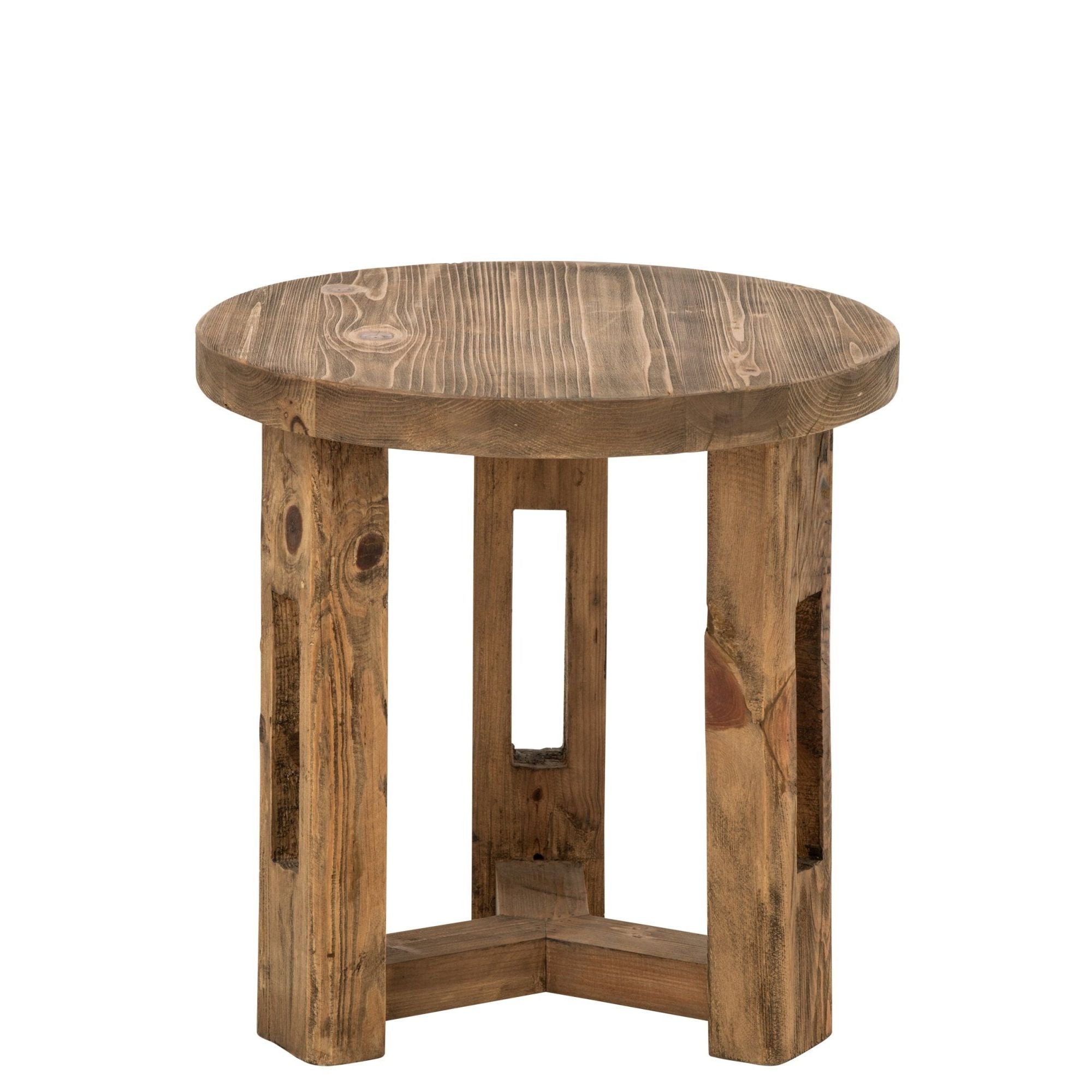 Bijzettafel Rond Gerecycled Hout Bruin J-Line