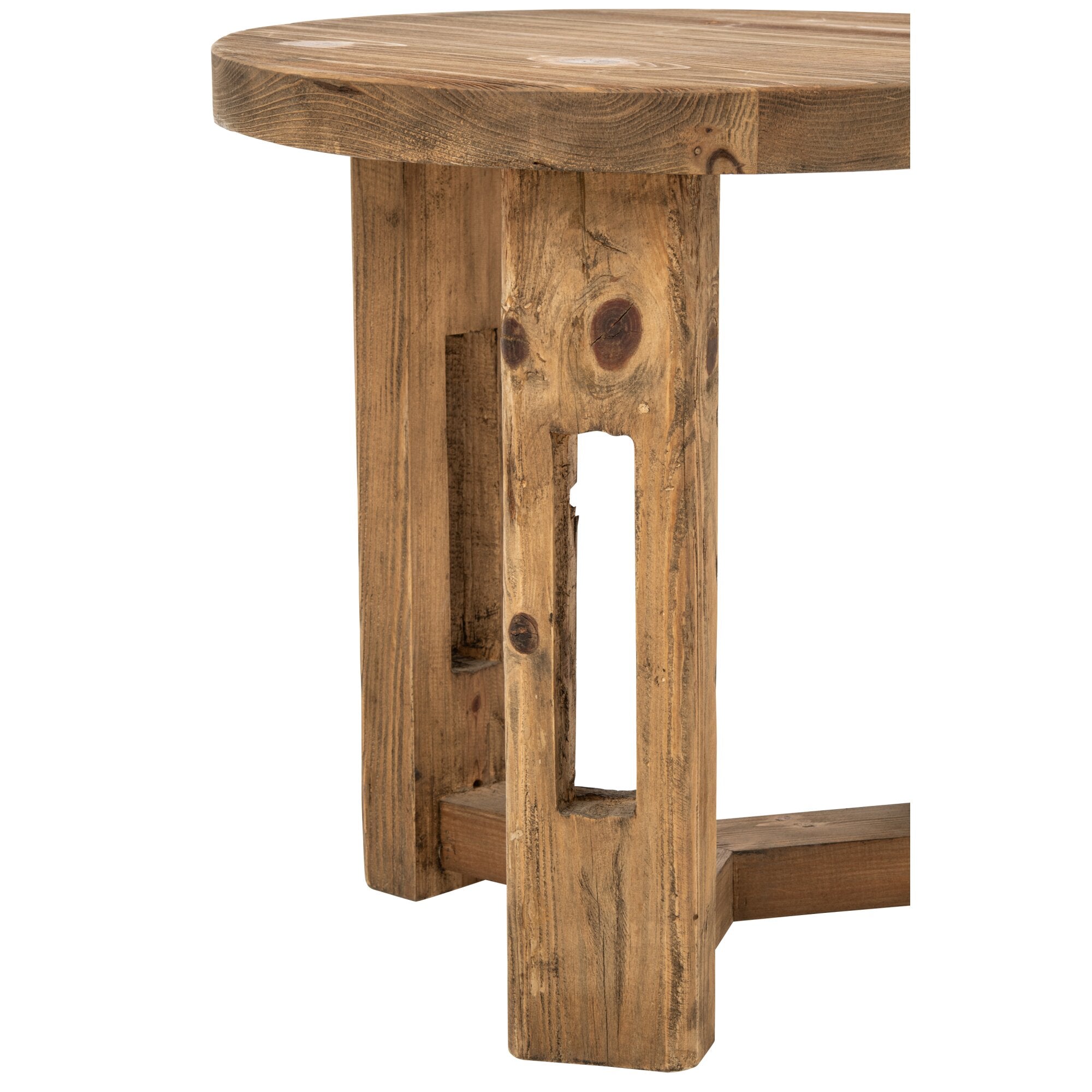 Bijzettafel Rond Gerecycled Hout Bruin J-Line
