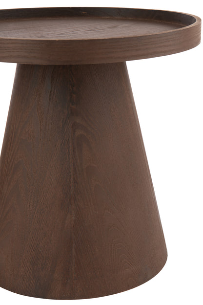 Bijzettafel Rond Mdf Donkerbruin Set van 2 - Bijzettafel - J-Line - livinglovely.nl