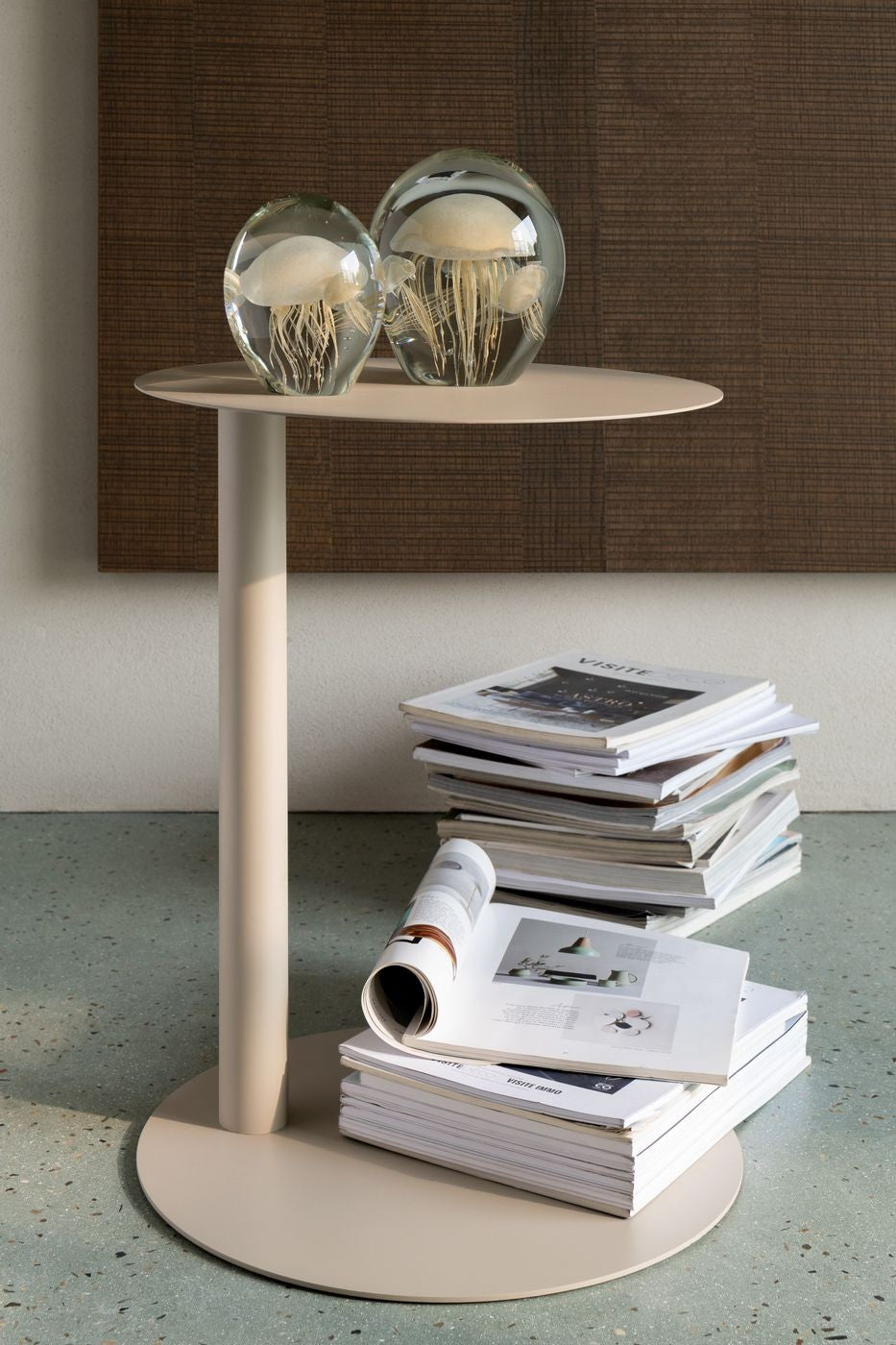 Bijzettafel Rond Metaal Beige - Bijzettafel - J-Line - livinglovely.nl