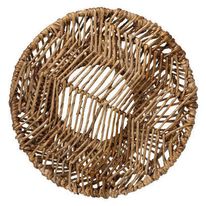 Close-up van de natuurlijke abaca vezels van de Santa Agnes bijzettafel van MUST Living