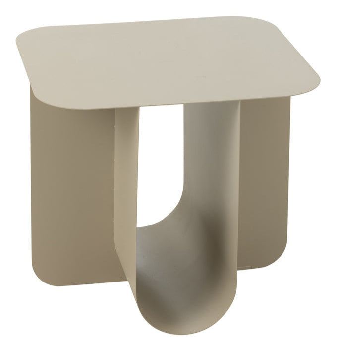 Bijzettafel Vierkant Metaal Beige - Bijzettafel - J-Line - livinglovely.nl