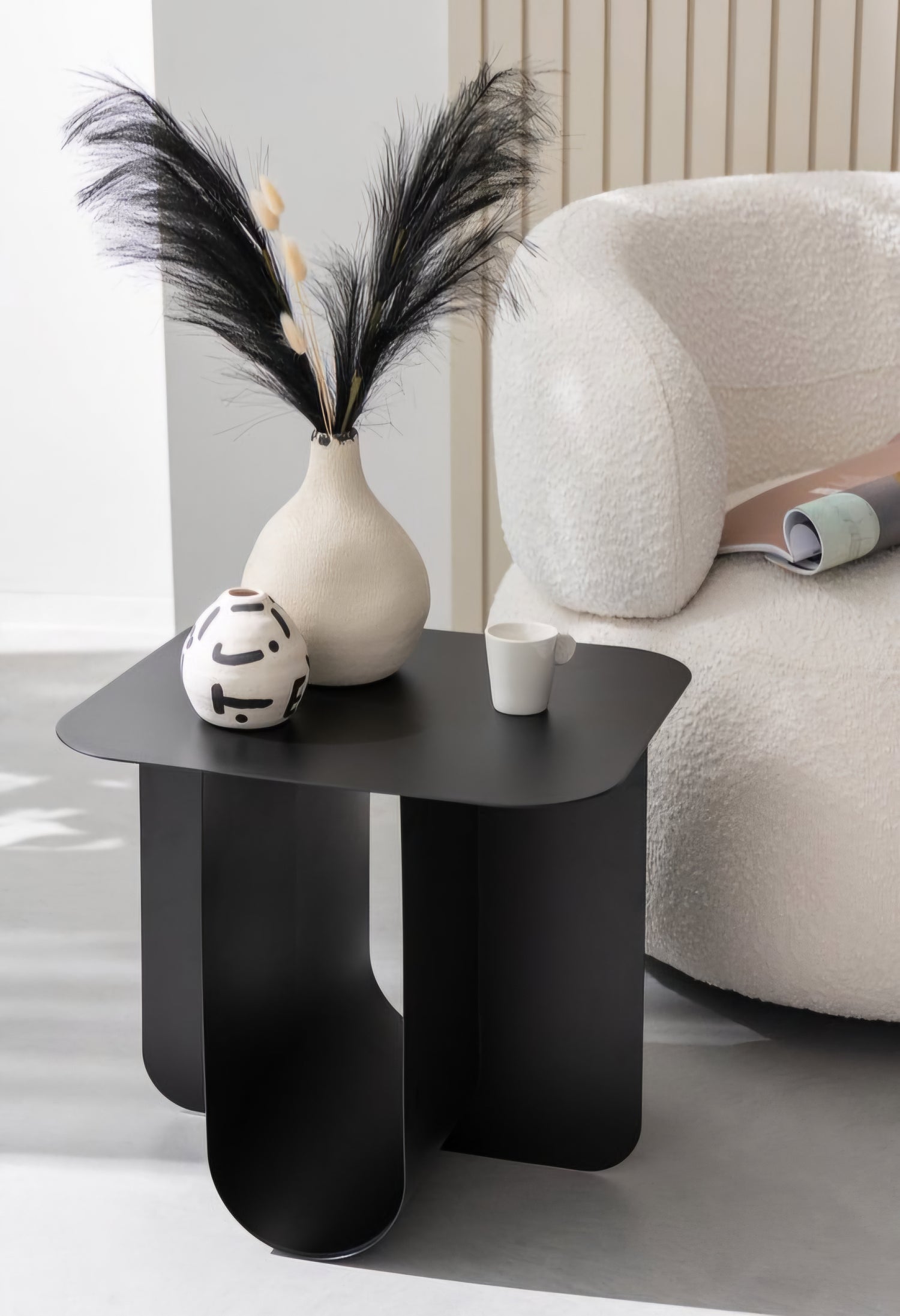 Bijzettafel Vierkant Metaal Zwart - Bijzettafel - J-Line - livinglovely.nl
