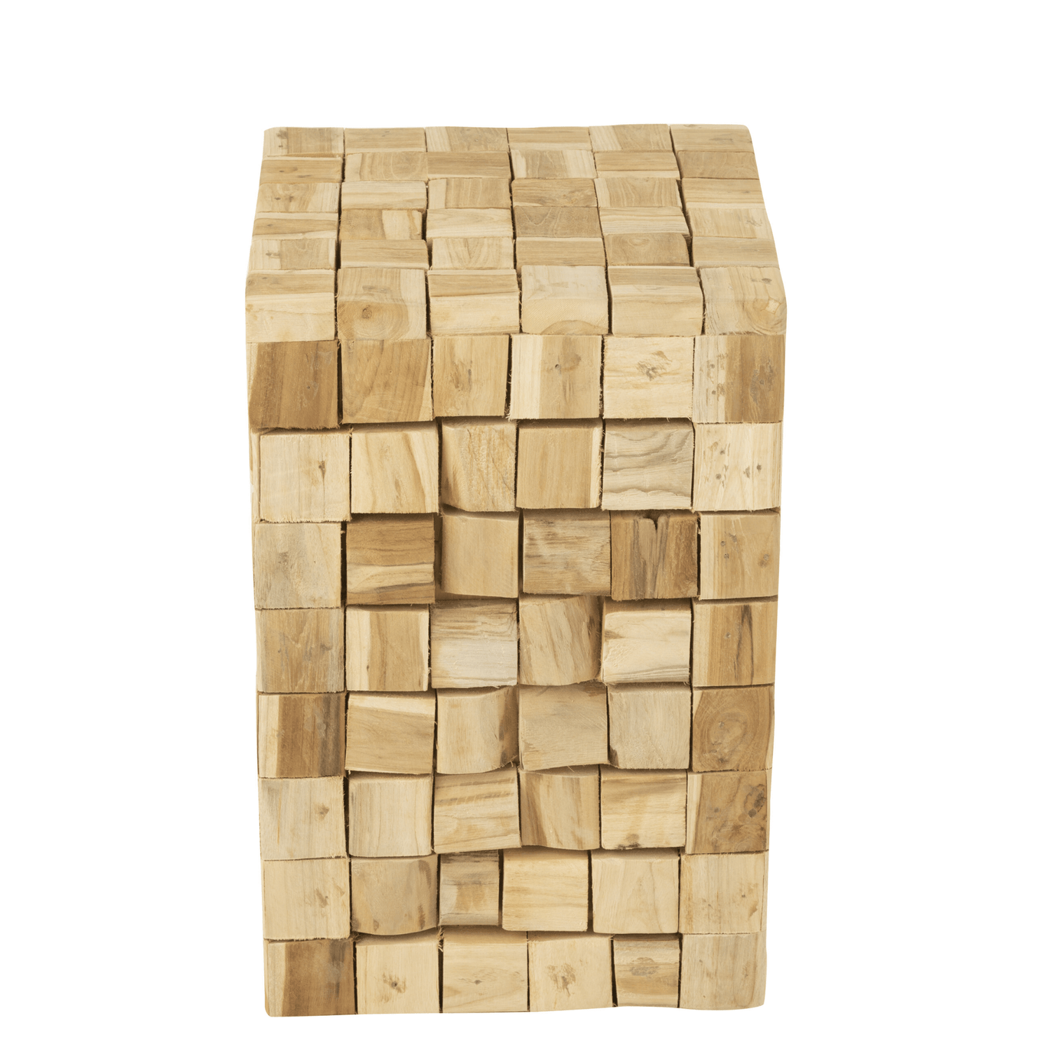 Bijzettafel/Krukje Stukken Teak Hout Naturel - Bijzettafel - J-Line - livinglovely.nl