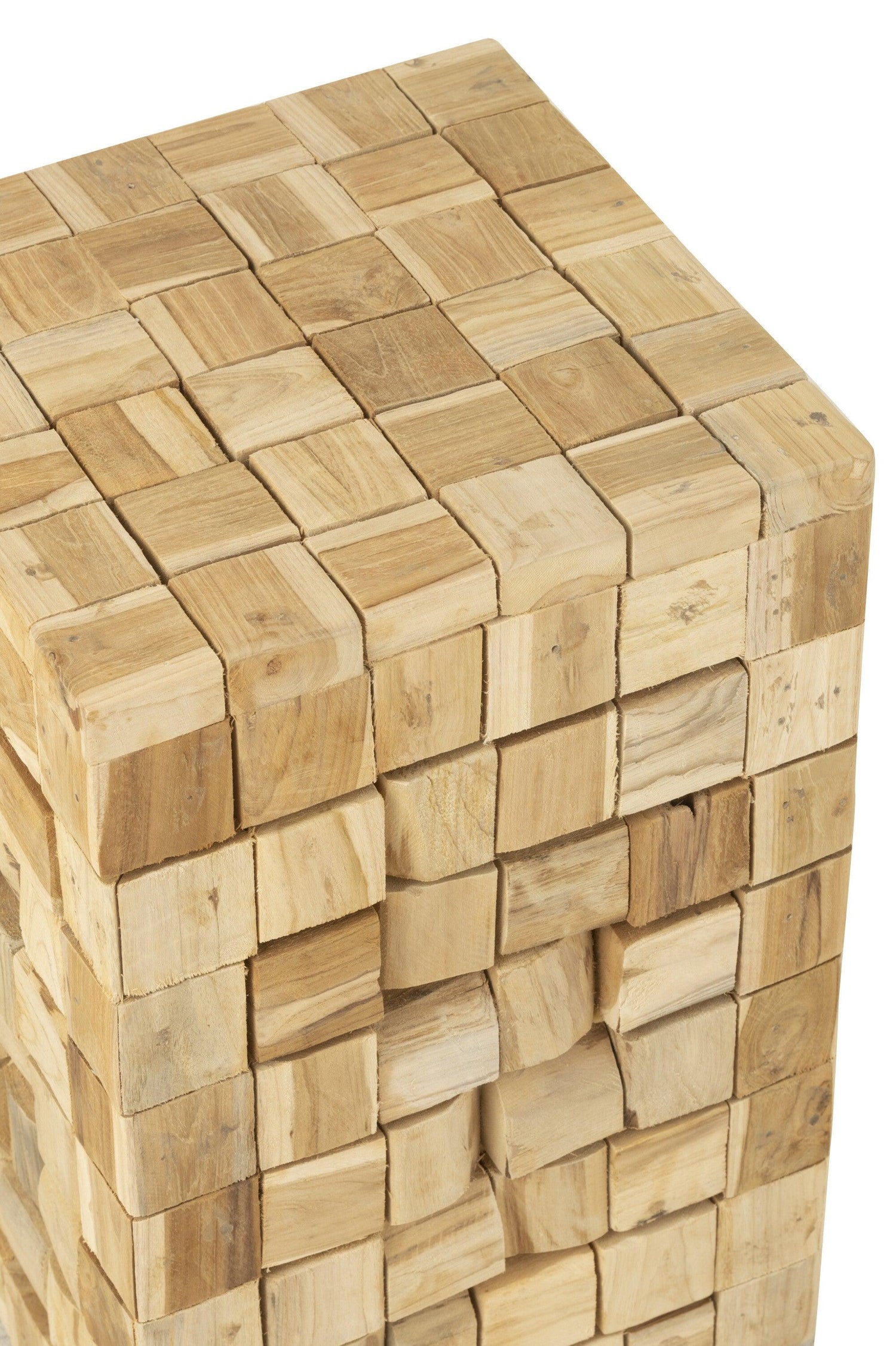 Bijzettafel/Krukje Stukken Teak Hout Naturel - Bijzettafel - J-Line - livinglovely.nl