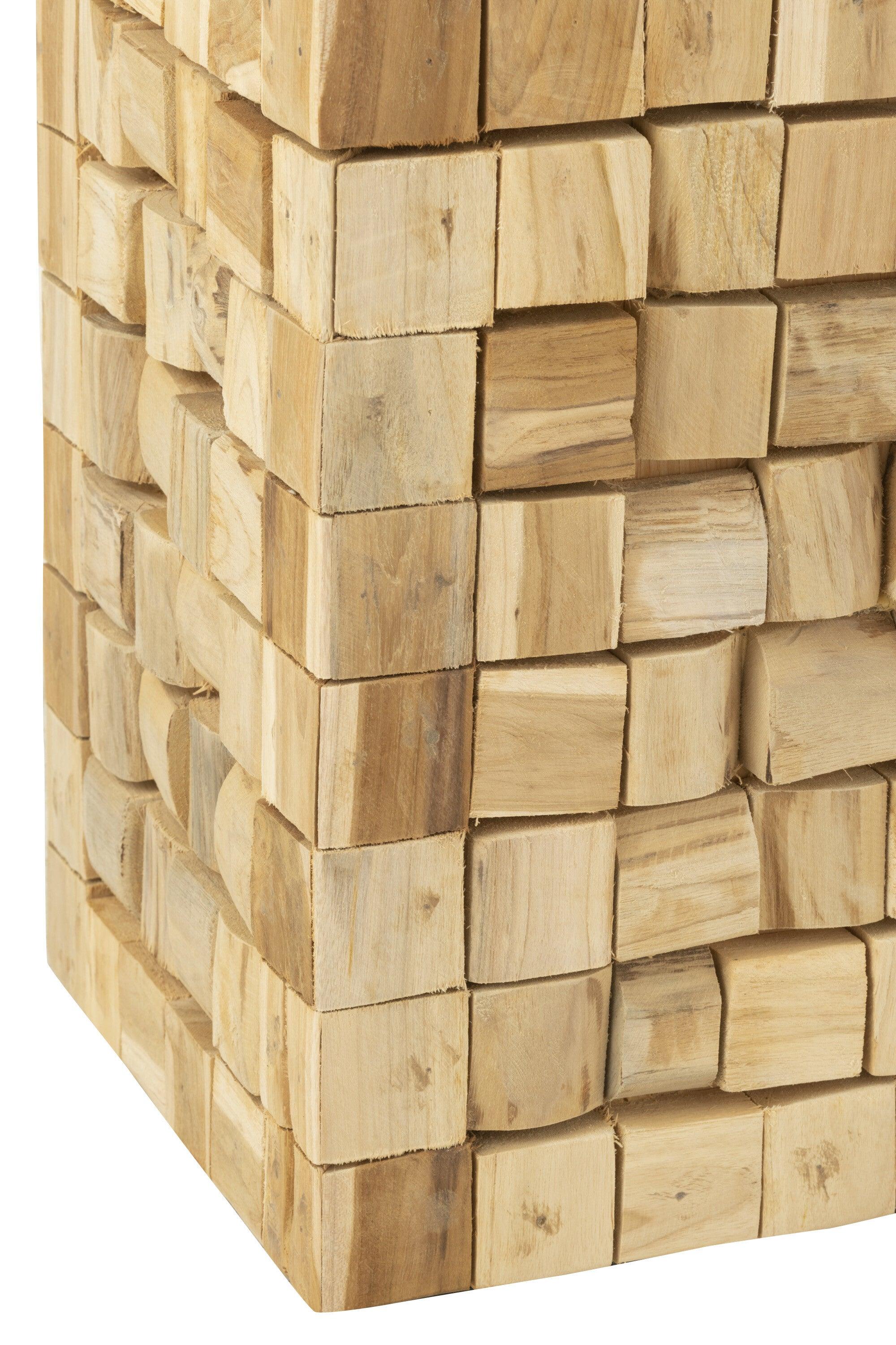 Bijzettafel/Krukje Stukken Teak Hout Naturel - Bijzettafel - J-Line - livinglovely.nl