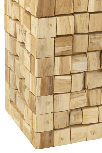 Bijzettafel/Krukje Stukken Teak Hout Naturel - Bijzettafel - J-Line - livinglovely.nl