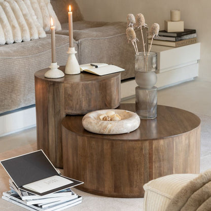 Bijzettafels Toge Mango Hout Bruin Set van 2 - Salontafel - J-Line - livinglovely.nl