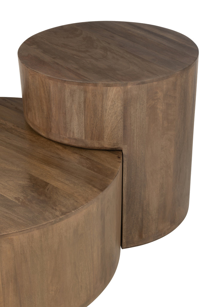 Bijzettafels Toge Mango Hout Bruin Set van 2 - Salontafel - J-Line - livinglovely.nl