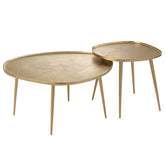 Bijzettafels Vinta Aluminium Goud Set van 2 - Bijzettafel - J-Line - livinglovely.nl