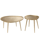 Bijzettafels Vinta Aluminium Goud Set van 2 - Bijzettafel - J-Line - livinglovely.nl