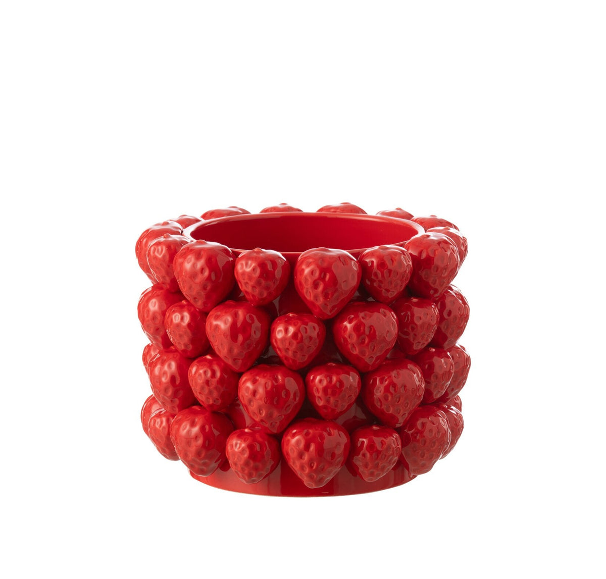 Bloempot Aardbeien Keramiek Rood Large J-Line
