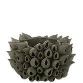 Bloempot Anemone Low Porselein Grijs L36cmxB35cmxh24cm - Pot - J-Line - livinglovely.nl