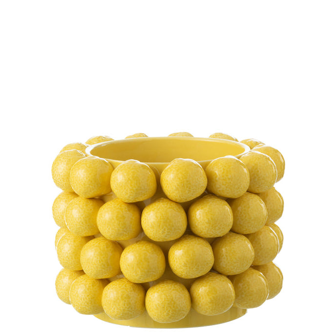 Bloempot Citroenen Keramiek Geel Large - Pot - J-Line - livinglovely.nl