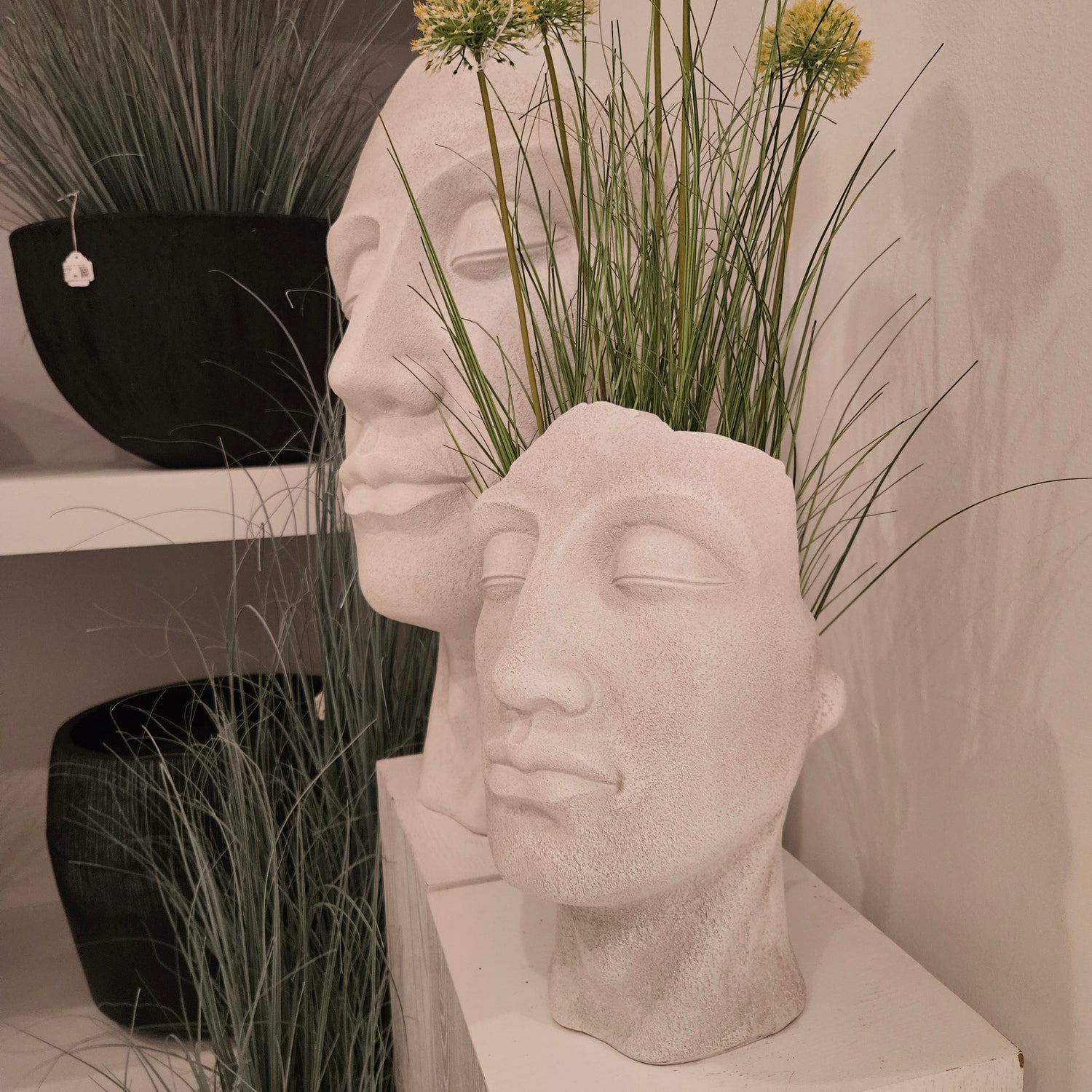 Bloempot David Klei Wit Large - Pot - J-Line - livinglovely.nl