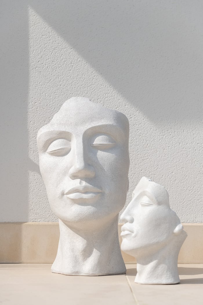 Bloempot David Klei Wit Small - Pot - J-Line - livinglovely.nl