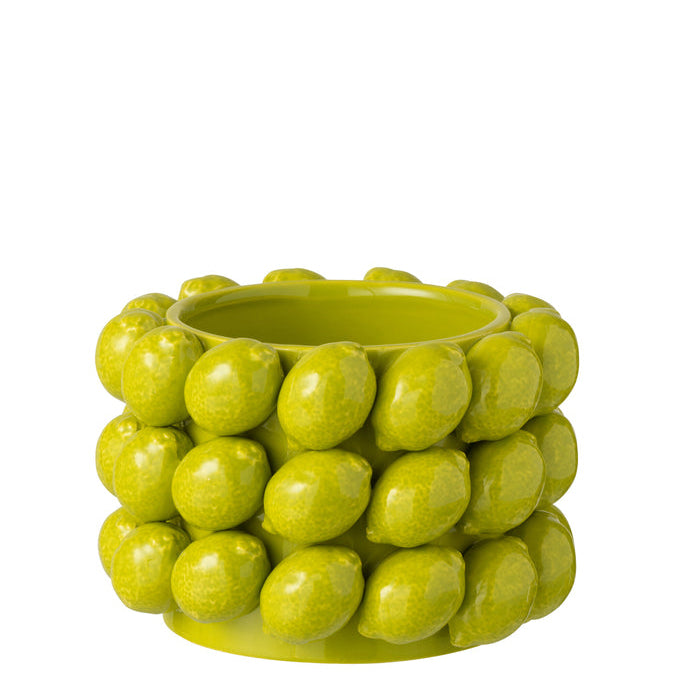 Bloempot Limoen Keramiek Groen Medium - Pot - J-Line - livinglovely.nl