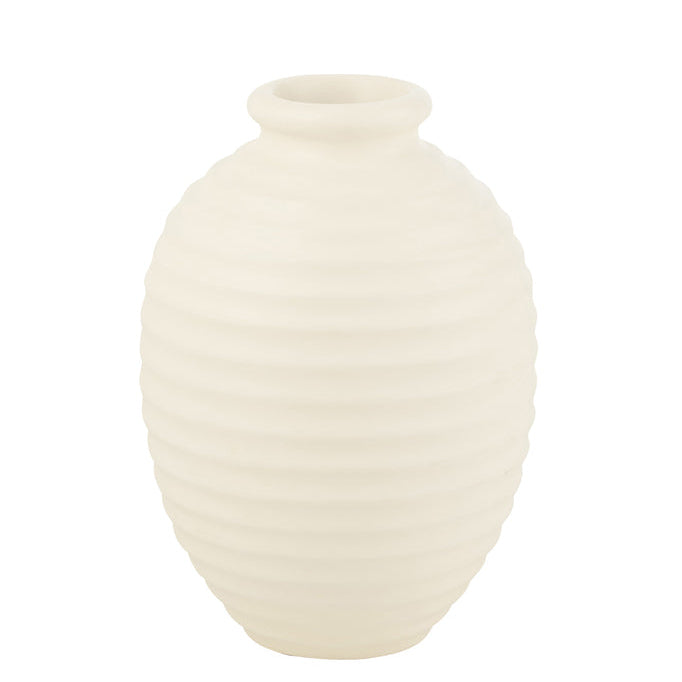 Bloempot Ovaal Terracotta Wit Small - Pot - J-Line - livinglovely.nl