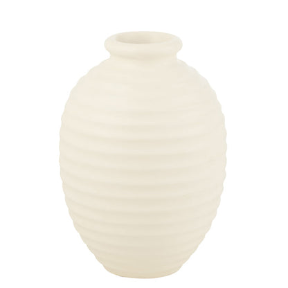 Bloempot Ovaal Terracotta Wit Small - Pot - J-Line - livinglovely.nl