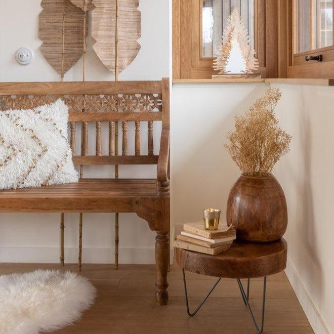 Bloempot Paulownia Bruin Small - Vaas - J-Line - livinglovely.nl