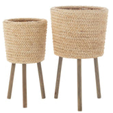 Bloempot Rond Maiskolfbladeren/Multiplex Naturel Set van 2 - Pot - J-Line - livinglovely.nl