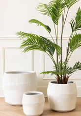 Bloempot Vezelklei Wit Set van 3 J-Line - Pot - J-Line - livinglovely.nl