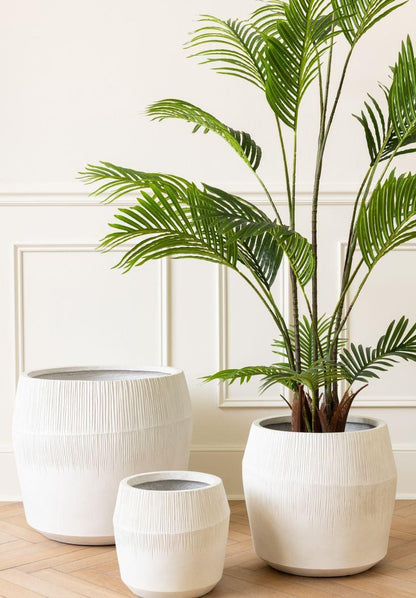 Bloempot Vezelklei Wit Set van 3 J-Line - Pot - J-Line - livinglovely.nl