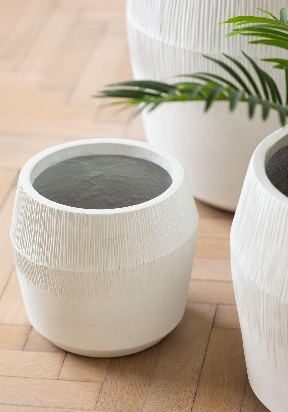 Bloempot Vezelklei Wit Set van 3 J-Line - Pot - J-Line - livinglovely.nl