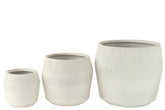 Bloempot Vezelklei Wit Set van 3 J-Line - Pot - J-Line - livinglovely.nl