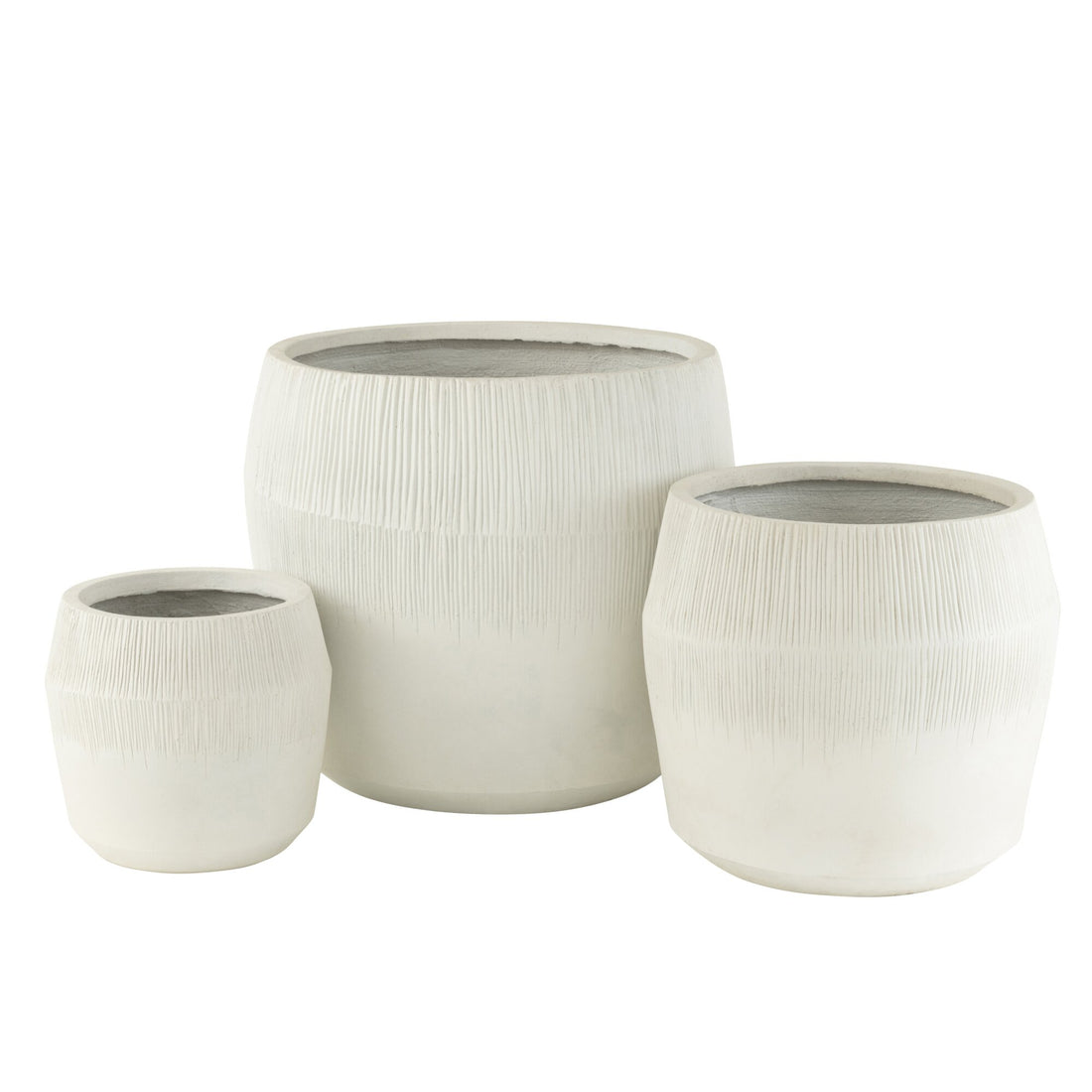 Bloempot Vezelklei Wit Set van 3 J-Line