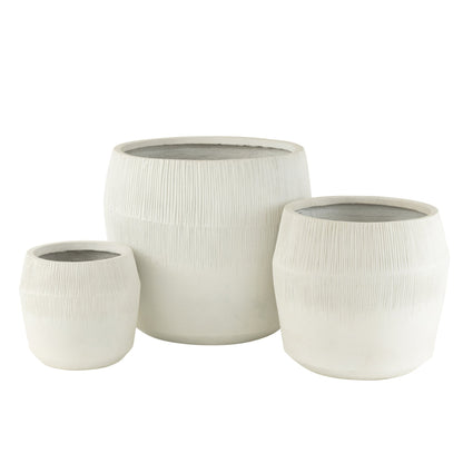 Bloempot Vezelklei Wit Set van 3 J-Line