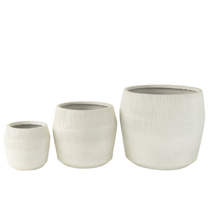 Bloempot Vezelklei Wit Set van 3 J-Line
