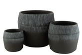 Bloempot Vezelklei Zwart Set van 3 J-Line - Pot - J-Line - livinglovely.nl