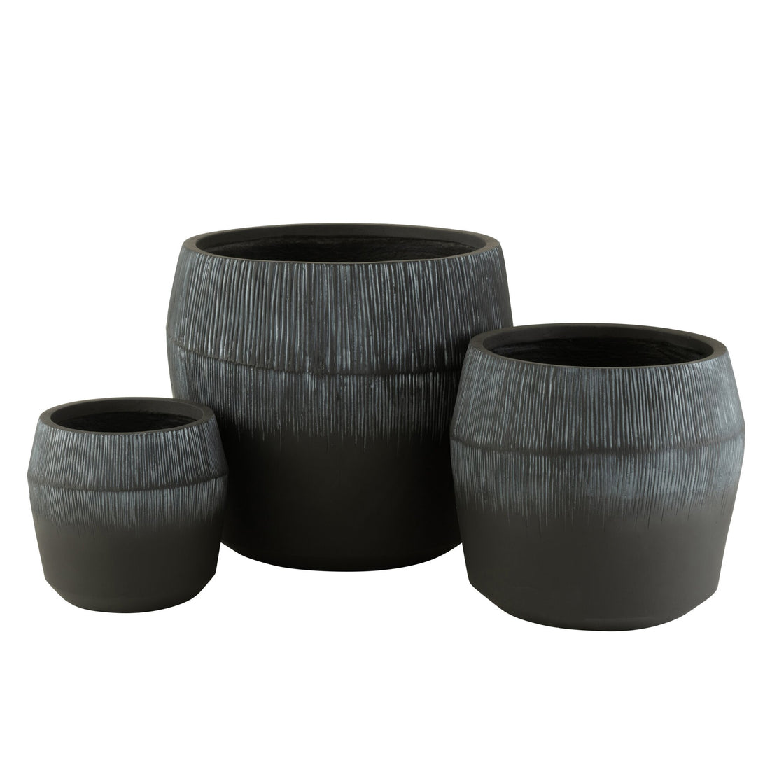 Bloempot Vezelklei Zwart Set van 3 J-Line