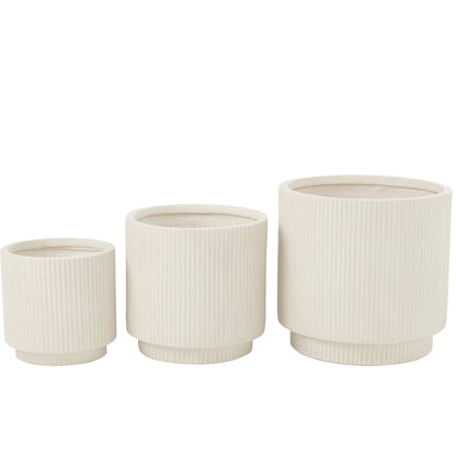 Bloempotten Misty Klei Wit Set van 3 - Pot - J-Line - livinglovely.nl