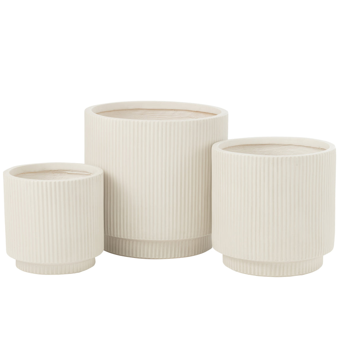 Bloempotten Misty Klei Wit Set van 3 - Pot - J-Line - livinglovely.nl