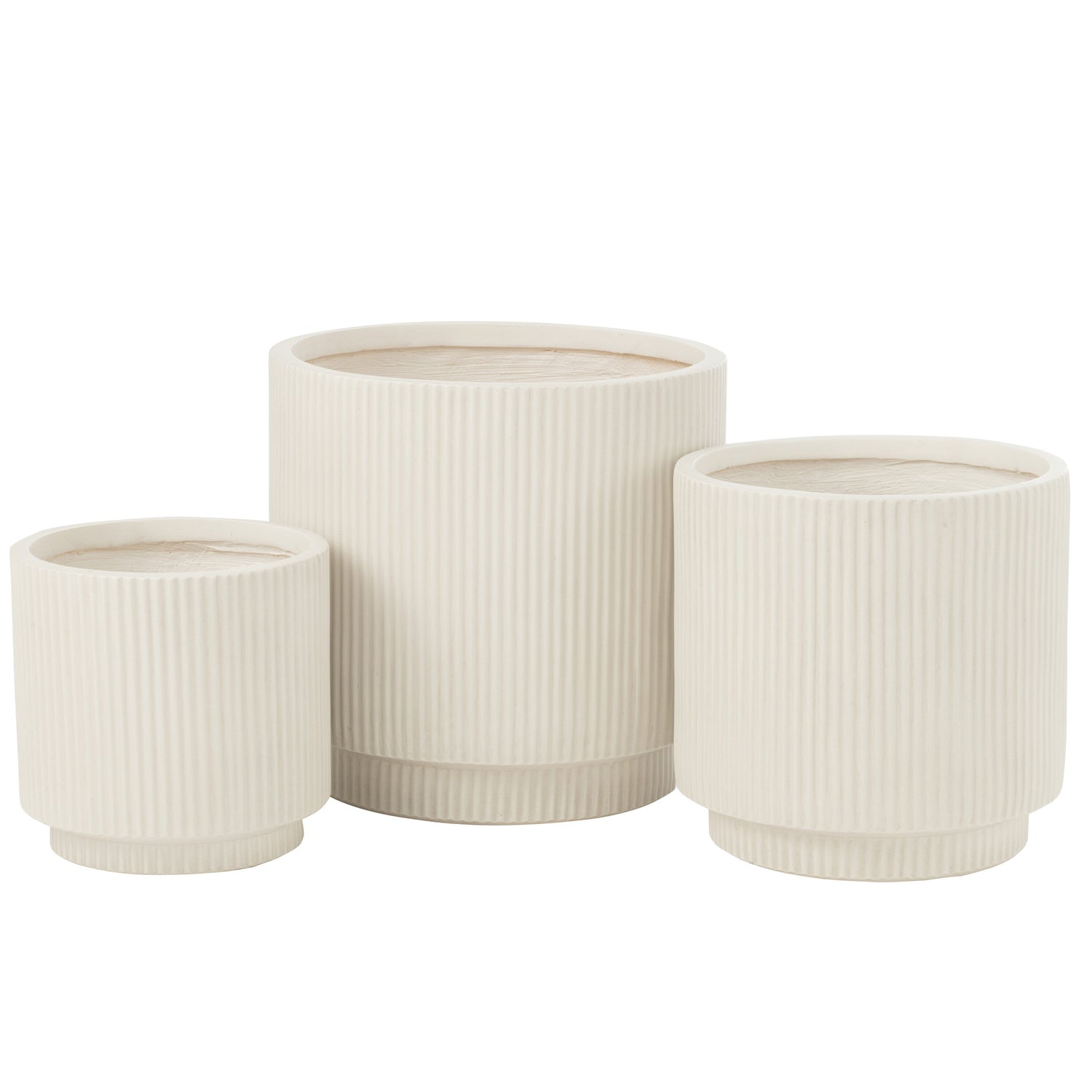 Bloempotten Misty Klei Wit Set van 3 - Pot - J-Line - livinglovely.nl