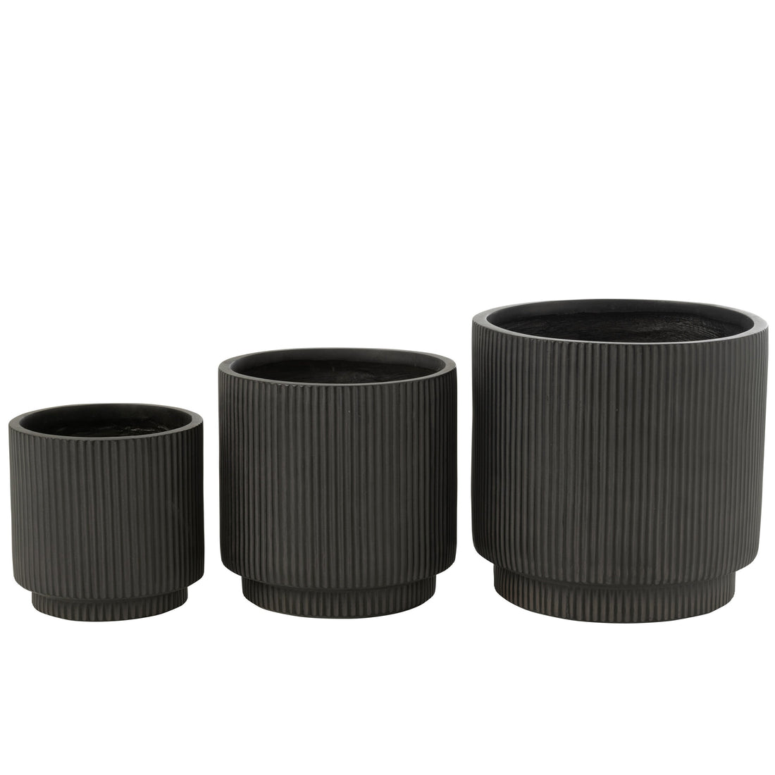 Bloempotten Misty Klei Zwart Set van 3 - Pot - J-Line - livinglovely.nl