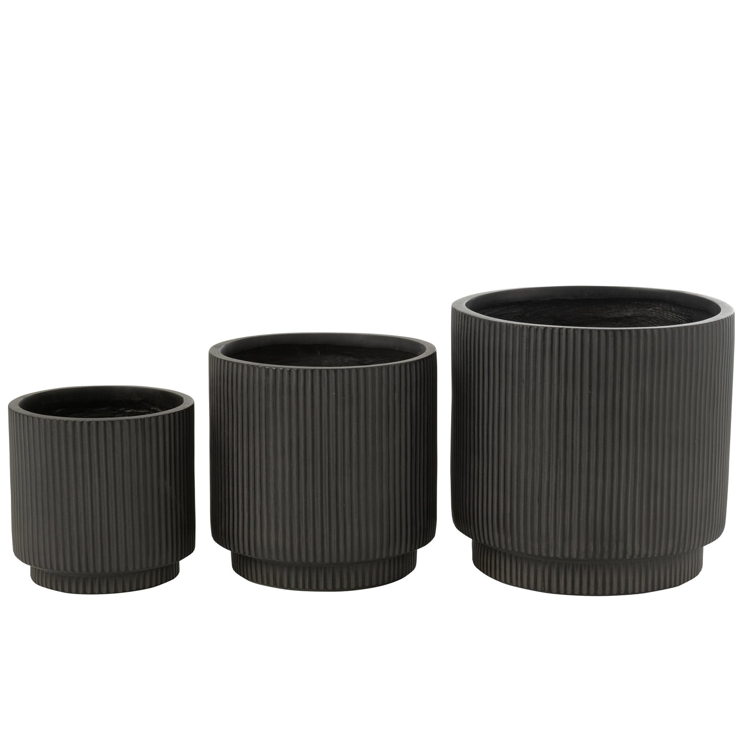 Bloempotten Misty Klei Zwart Set van 3 - Pot - J-Line - livinglovely.nl
