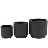 Bloempotten Misty Klei Zwart Set van 3 - Pot - J-Line - livinglovely.nl