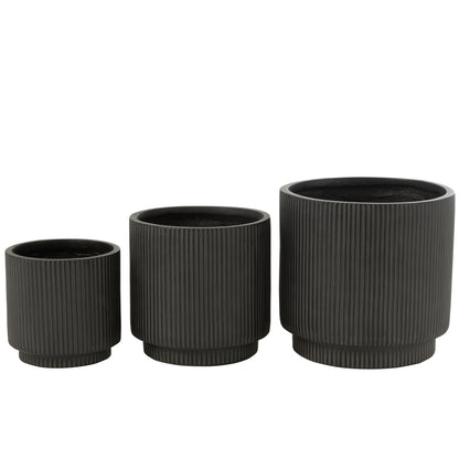 Bloempotten Misty Klei Zwart Set van 3 - Pot - J-Line - livinglovely.nl