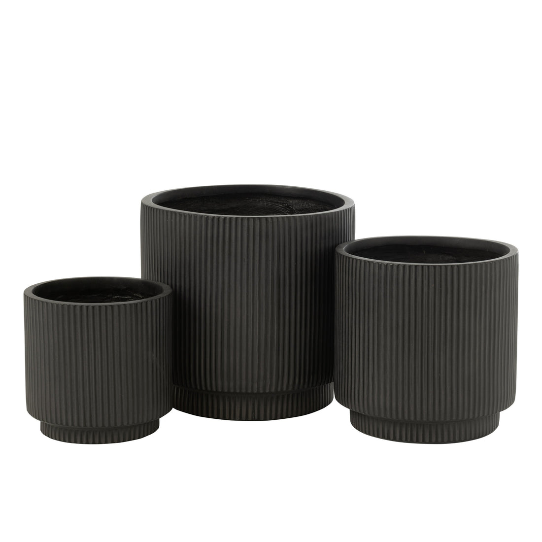 Bloempotten Misty Klei Zwart Set van 3 - Pot - J-Line - livinglovely.nl