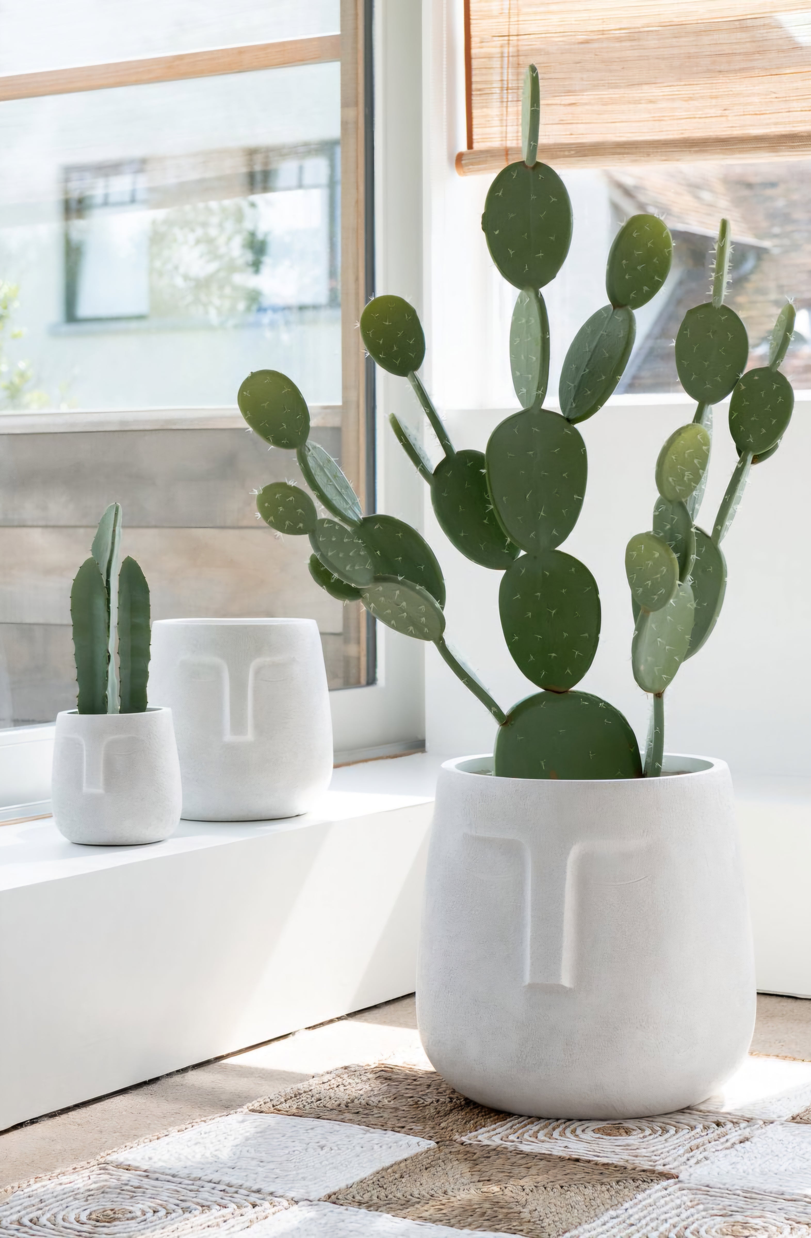 Bloempotten Moai Klei Wit Set van 3 - Pot - J-Line - livinglovely.nl