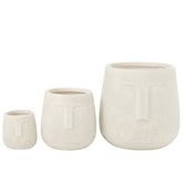 Bloempotten Moai Klei Wit Set van 3 - Pot - J-Line - livinglovely.nl